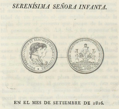 La Ciudad de Cádiz en los felices días de la llegada de su muy amada Reyna y Serenísima señora Infanta: en el mes de Setiembre de 1816